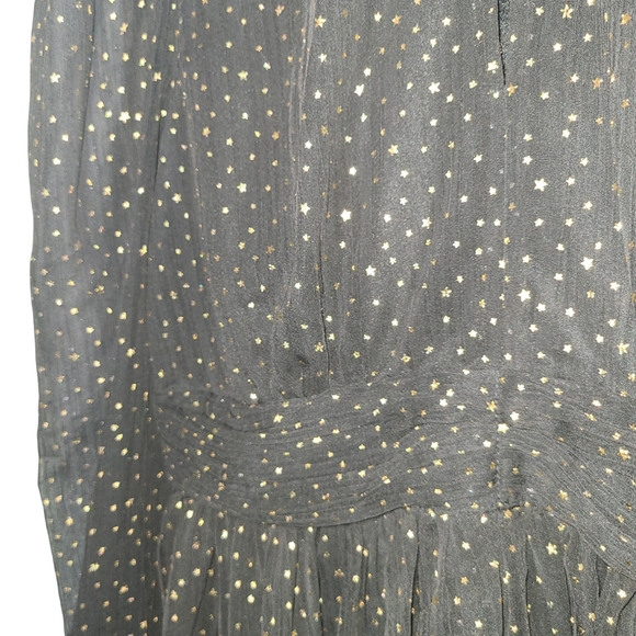 AQUA Star Foil Print High Neck Sheer Puff Sleeve Mini Dress Size XL - Picture 3 of 5